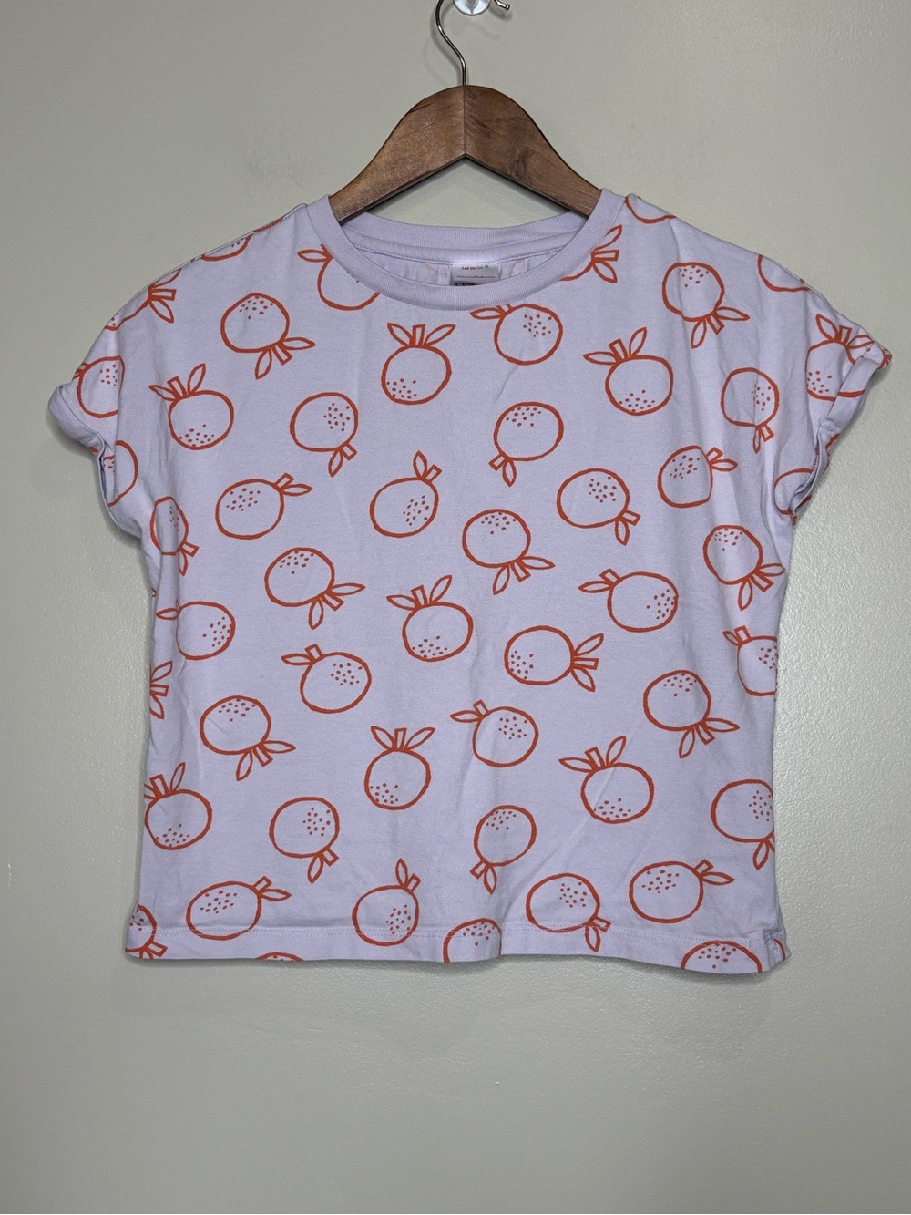 Hanna Andersson Girls Orange Fruit Print Short Sleeve T Shirt